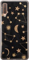 Samsung A7 2018 hoesje siliconen - Counting the stars | Samsung Galaxy A7 2018 case | zwart | TPU backcover transparant