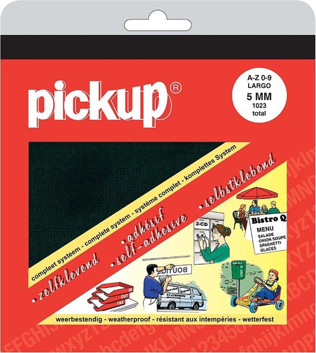 Pickup plakletters en plakcijfers boekje Largo zwart - 5 mm