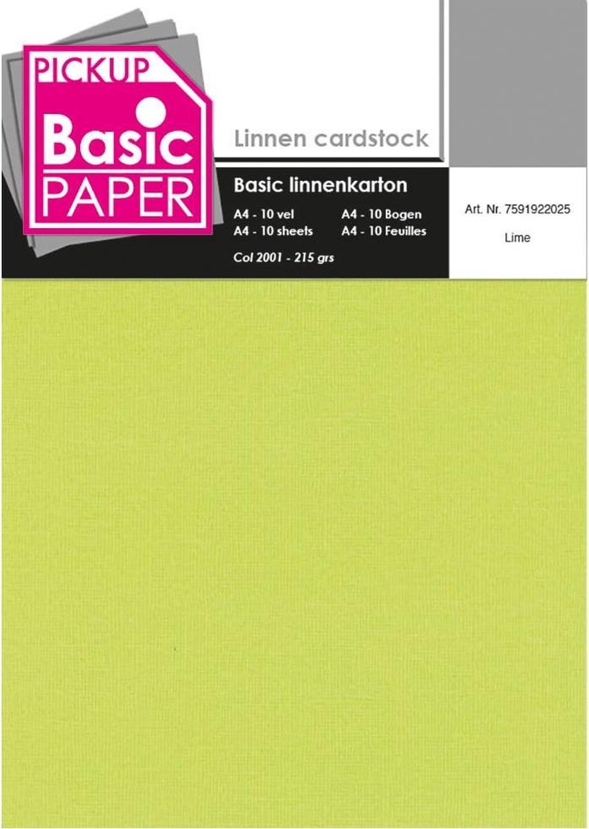 Pickup Basic Linnenkarton A4 Lime - 10 vel - 215g