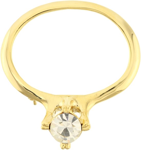 Behave® Broche goud kleur ring met steentje 5,5 cm