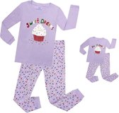 Elowel - Meisjes en Pop Pyjama (Passend Design), 2 Delig, 100% Katoen, Comfortabel, Slim fit Broek | 12 Jaar | koekje