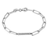 Twice As Nice Armband in zilver, staafje en ovale schakels  18 cm