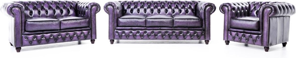 The Chesterfield Brand Original Antiek Paars 1+2+3 zits