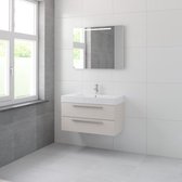 Bruynzeel Bando badmeubelset 90x45cm 1 kraangat 1 wasbak 2 lades met spiegel met softclose Composiet kasjmier grijs