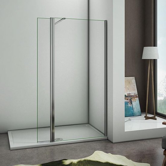 Foto: 160x40cm walkin douchescherm douchewand 8mm nano glazen flipper panel hoogte 200cm