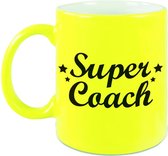 Super coach mok / beker neon geel 330 ml