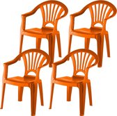 4x stuks oranje stoeltjes voor kinderen 51 cm - Tuinmeubelen - Kunststof binnen/buitenstoelen voor kinderen