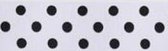 SR1204-15 Satin black Polka Dots 10mm 20mtr white