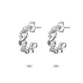 Twice As Nice Oorbellen in zilver, zigzag oorring met zirkonia