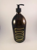 Zeepdispenser | Zeeppompje | Lotion | amber glas | 500ml | Goud | Plastic pompje | Glas