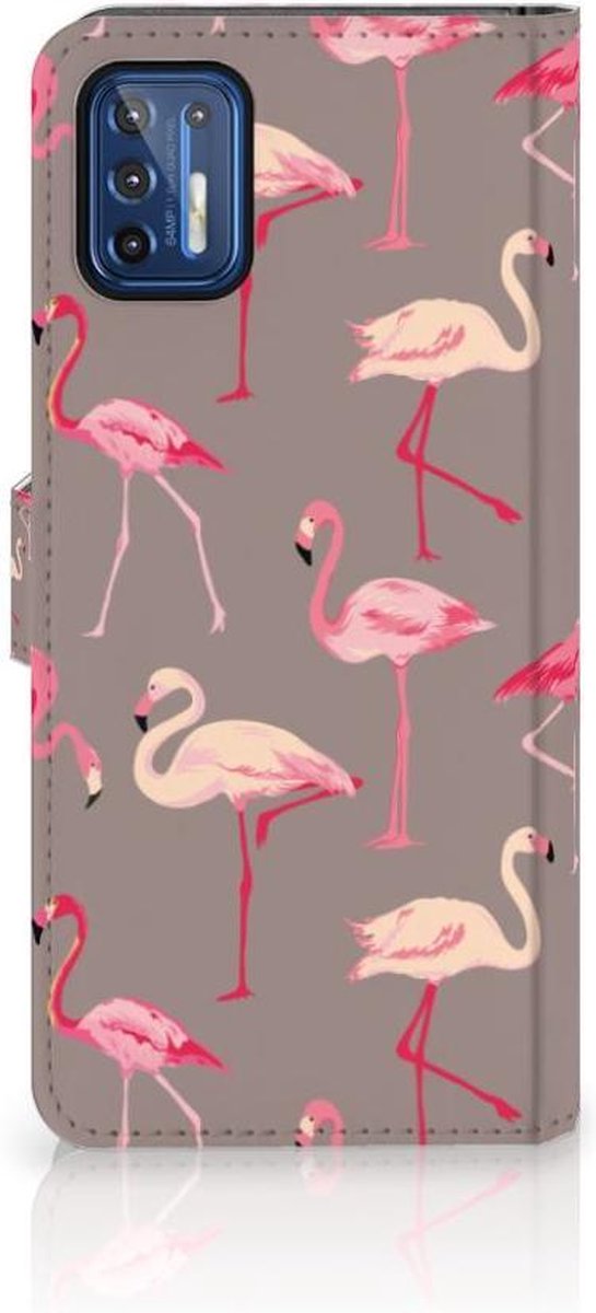Motorola Moto G9 Plus Telefoonhoesje met Pasjes Flamingo
