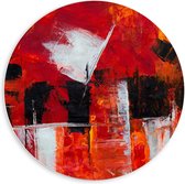 Forex Wandcirkel - Rode Abstracte Kunst - 60x60cm Foto op Wandcirkel (met ophangsysteem)