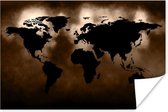 Carte du monde noir sur fond sombre en couleurs marron 180x120 cm