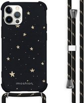 iMoshion Design hoesje met koord voor de iPhone 12, iPhone 12 Pro - Sterren - Zwart / Goud