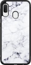 Samsung Galaxy A20e hoesje - Marmer grijs - Hard Case - Zwart - Backcover - Marmer - Grijs