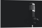Acrylglas - Zwarte Microfoon op Zwarte Achtergrond - 60x40cm Foto op Acrylglas (Met Ophangsysteem)