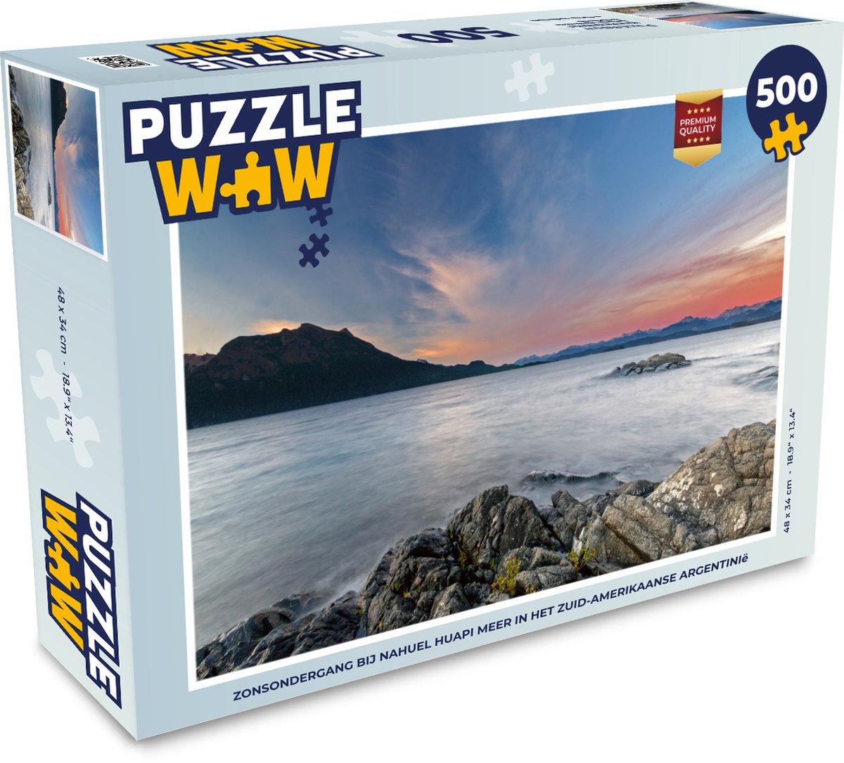 Afbeelding van product Puzzel 500 stukjes Nahuel Huapi - Zonsondergang bij Nahuel Huapi meer in het Zuid-Amerikaanse Argentinië - PuzzleWow heeft +100000 puzzels