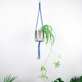 Plantenhanger - 80 cm - Katoen - Blauw - Plantenpot - Hangpot - Hangende bloempot - Plantenhanger macrame - Plantenhanger binnen - Hangpotten - Plantenhangers