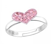 La Rosa Princesa Zilveren hart ring Roze Kristallen - Meisje