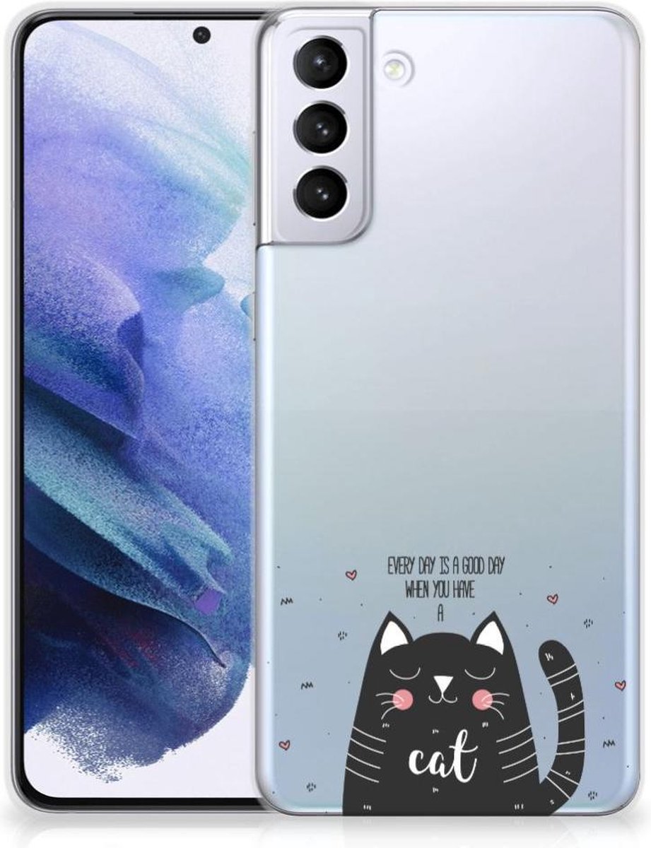 Samsung Galaxy S21 Plus Telefoonhoesje met Naam Cat Good Day