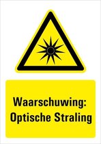 Sticker met tekst waarschuwing optische straling, W027 210 x 297 mm