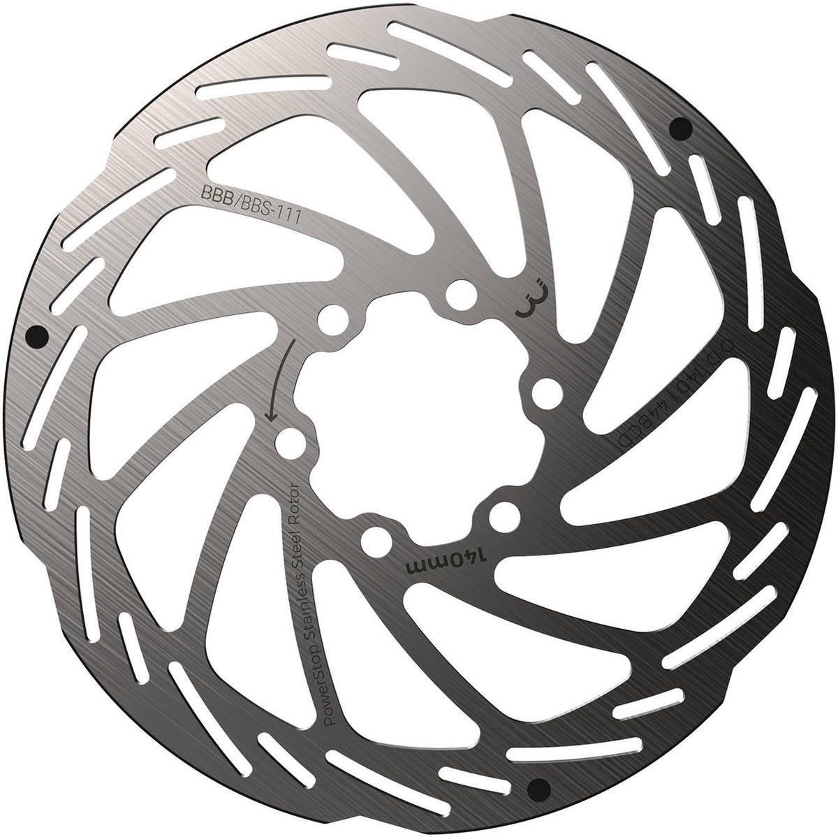 BBB Cycling Schijfrem PowerStop 6-gaats Remschijf BBS-111 - Zilver - 140 mm
