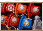 Schoolplaat – Gekleurde Telefoons met Draaischijf - 120x80cm Foto op Textielposter (Wanddecoratie op Schoolplaat)