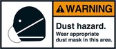 Warning Dust hazard sticker, ANSI 70 x 160 mm