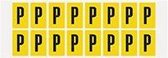 Letter stickers alfabet - 20 kaarten - geel zwart teksthoogte 25 mm Letter P