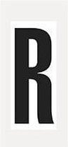 Letter stickers alfabet - 20 kaarten - zwart wit teksthoogte 150 mm Letter R