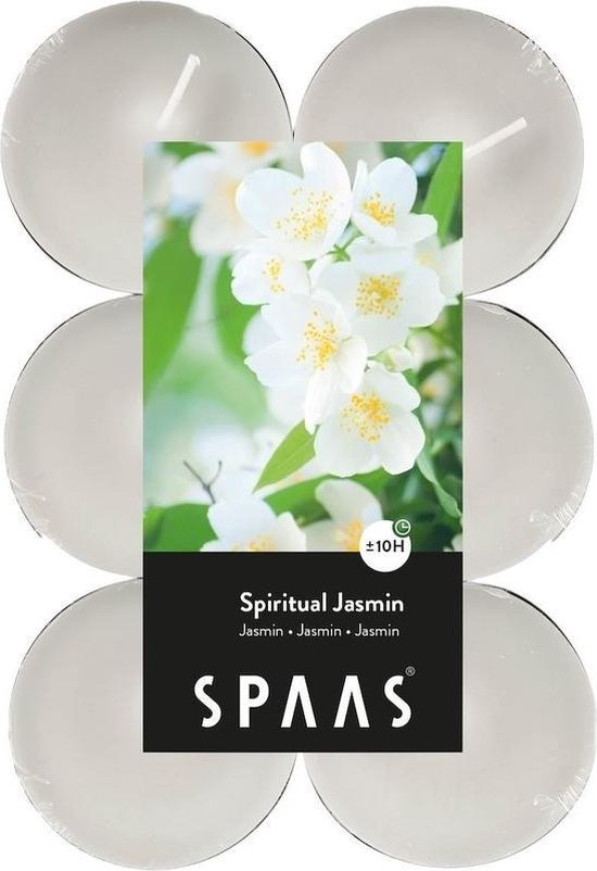 60x Maxi geurtheelichtjes Spiritual Jasmin 10 branduren - Geurkaarsen jasmijn geur - Grote waxinelichtjes