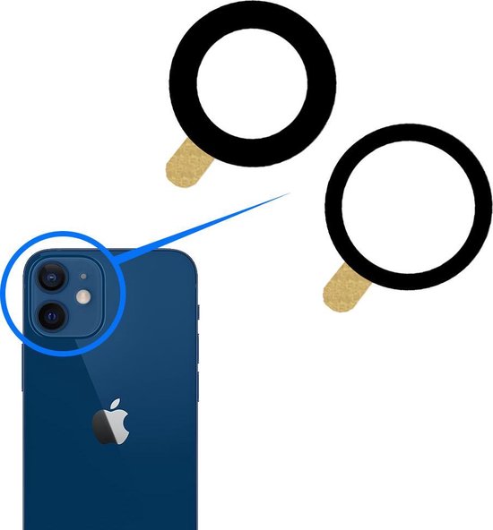 Caméra arrière à objectif en Glas MMOBIEL pour iPhone 12/12 Mini - Zwart - Incl. Brucelles