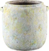 PTMD  vervaagd groen cement pot rond met oor xl