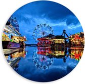 Forex Wandcirkel - Kermis op het Water - 60x60cm Foto op Wandcirkel (met ophangsysteem)