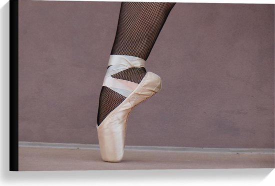 Canvas  - Ballerina met Spitzen en Panty - 60x40cm Foto op Canvas Schilderij (Wanddecoratie op Canvas)