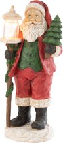 J-Line Kerstman+Lantaarn Led Polyresine Rood