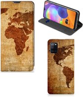Wallet Bookcase Geschikt voor Samsung Galaxy A31 Telefoonhoesje Wereldkaart