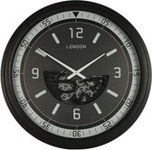 Grote wandklok London XXL tandwiel - industrieel - zwart - Ø108 cm