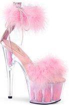Pleaser - ADORE-724F Sandaal met enkelband, Paaldans schoenen - Paaldans schoenen - 39 Shoes - Roze/Wit