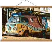Schoolplaat – Busje met Gekleurde Graffiti - 60x40cm Foto op Textielposter (Wanddecoratie op Schoolplaat)