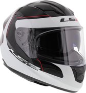 LS2 FF320 Lunar glans zwart wit XXL Motorhelm Scooterhelm