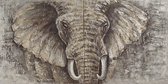 Schilderij - Handgeschilderd - Olifant op olieverf, 2 delen, 3 maten