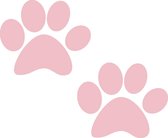 Hondenpootje / hondenpootjes - Baby roze - autostickers - 2 stuks - 7 cm x 5,5 cm - hondensticker - hondenpoot