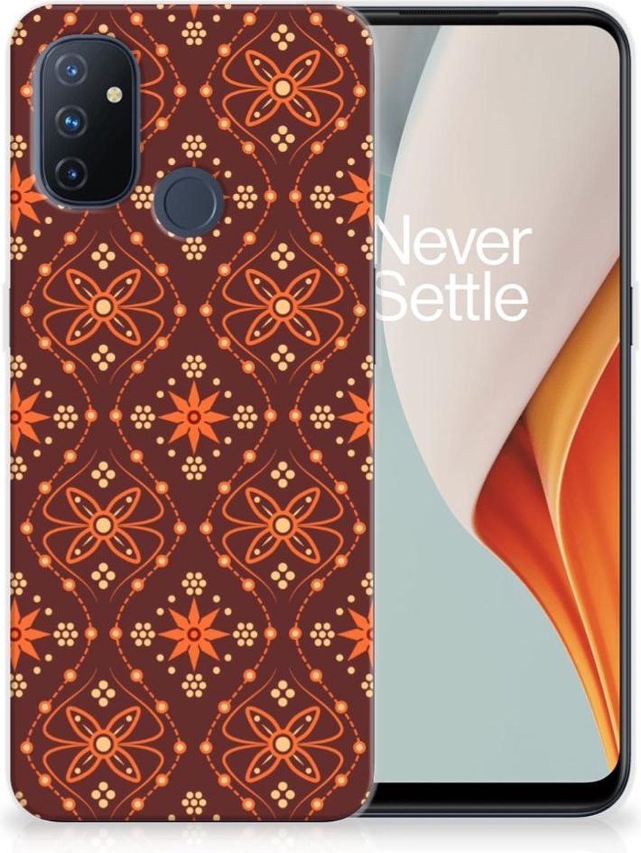 Back Cover voor OnePlus Nord N100 TPU bumper Batik Brown