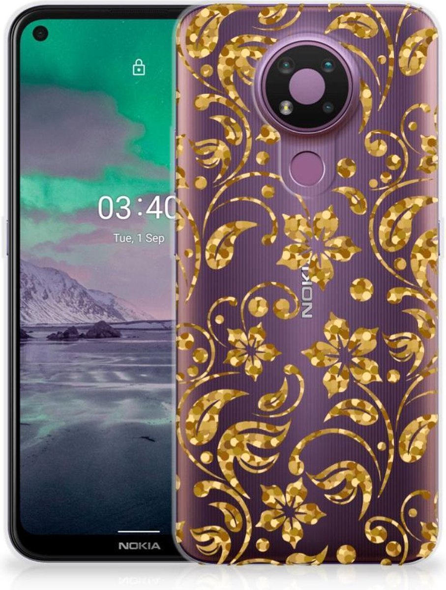 Nokia 3.4 TPU Case Gouden Bloemen