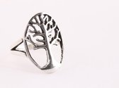 Fijne opengewerkte zilveren ring met levensboom - maat 17