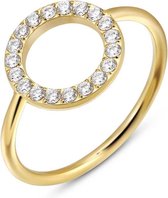Twice As Nice Ring in goudkleurig edelstaal, cirkel met kristallen, 12 mm 54
