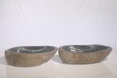 2 Natuurstenen Waskommen TwinSinks s19 - 54x33x15cm