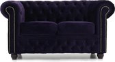 Chesterfield Bank Original Fluweel | 2-zits | Donker Paars | 12 jaar garantie