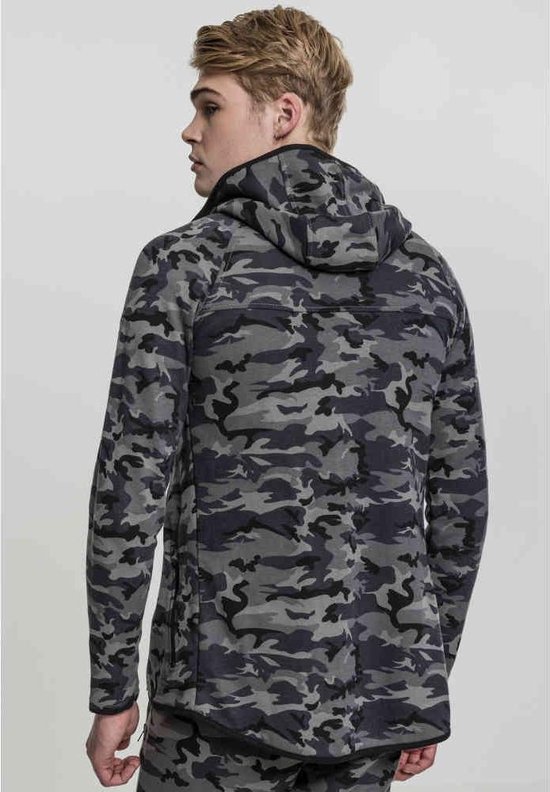 Urban Classics Vest met capuchon -M- Interlock Camo Camouflage Zwart/Zwart